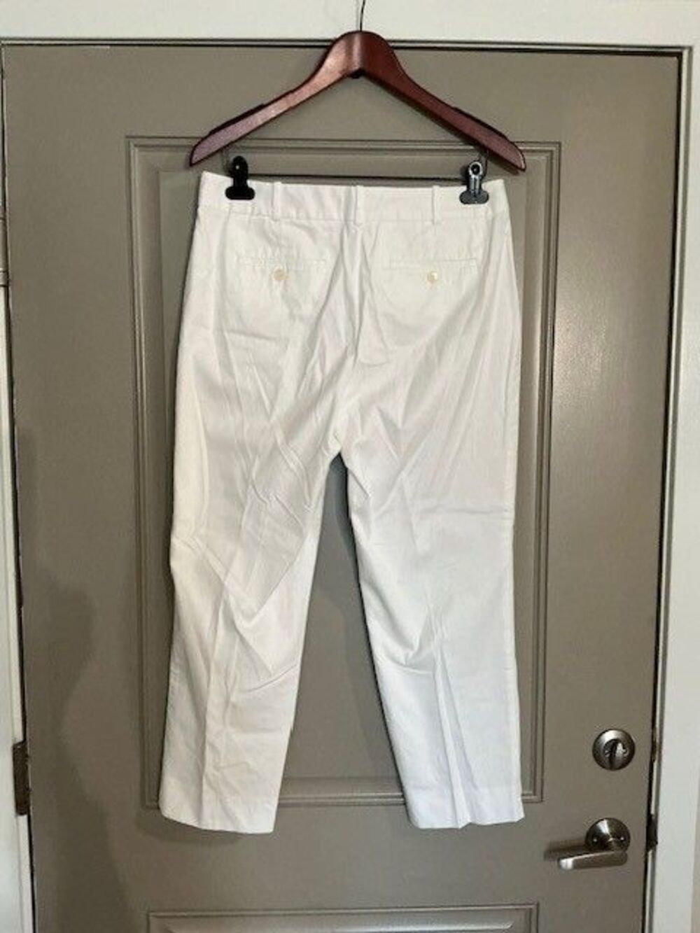 Talbots White Lightweight Double 98% Cotton Straight Ankle Pants Curvy Sz 8 *** - Picture 4 of 5